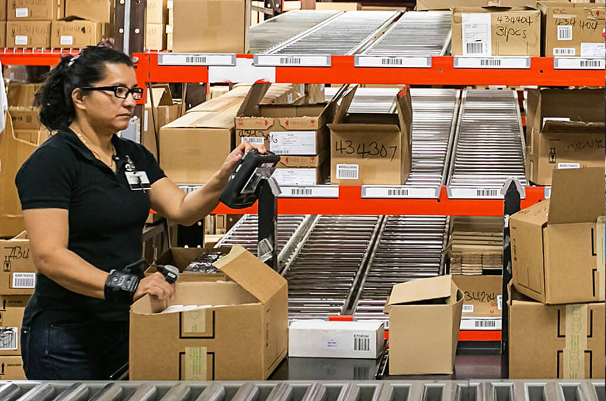 Carton Flow Racks product in warehouse setting