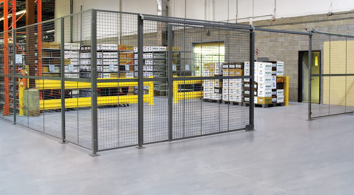 Security Cages product in warehouse setting