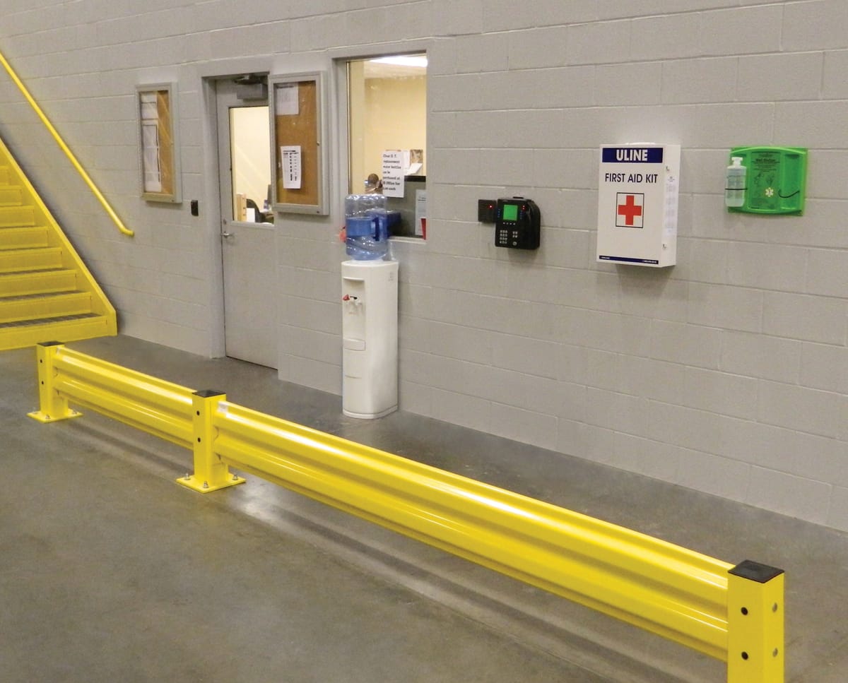 Guardrails & Barriers product in warehouse setting